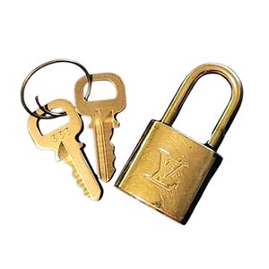 RARE #333 - Vintage Louis Vuitton Gold Padlock and 2-Key Set